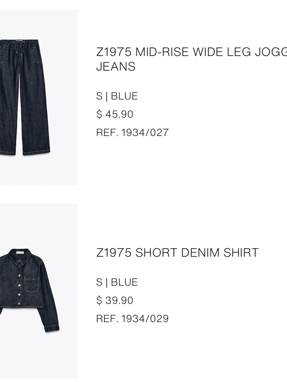 Z1975 Mid-Rise Wide Leg Jogger Jeans & Short Denim Shirt Set